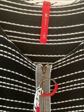Black Striped Zip-Front Dress